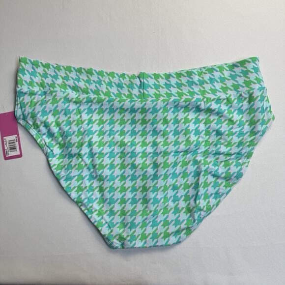 Ninety-Nine° High-Waist Cheeky Swim Bottoms Juniors Plus Size 2X Blue Green - Picture 3 of 7